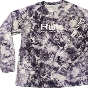 Huk Black and White Performance Shirt with UV Protection